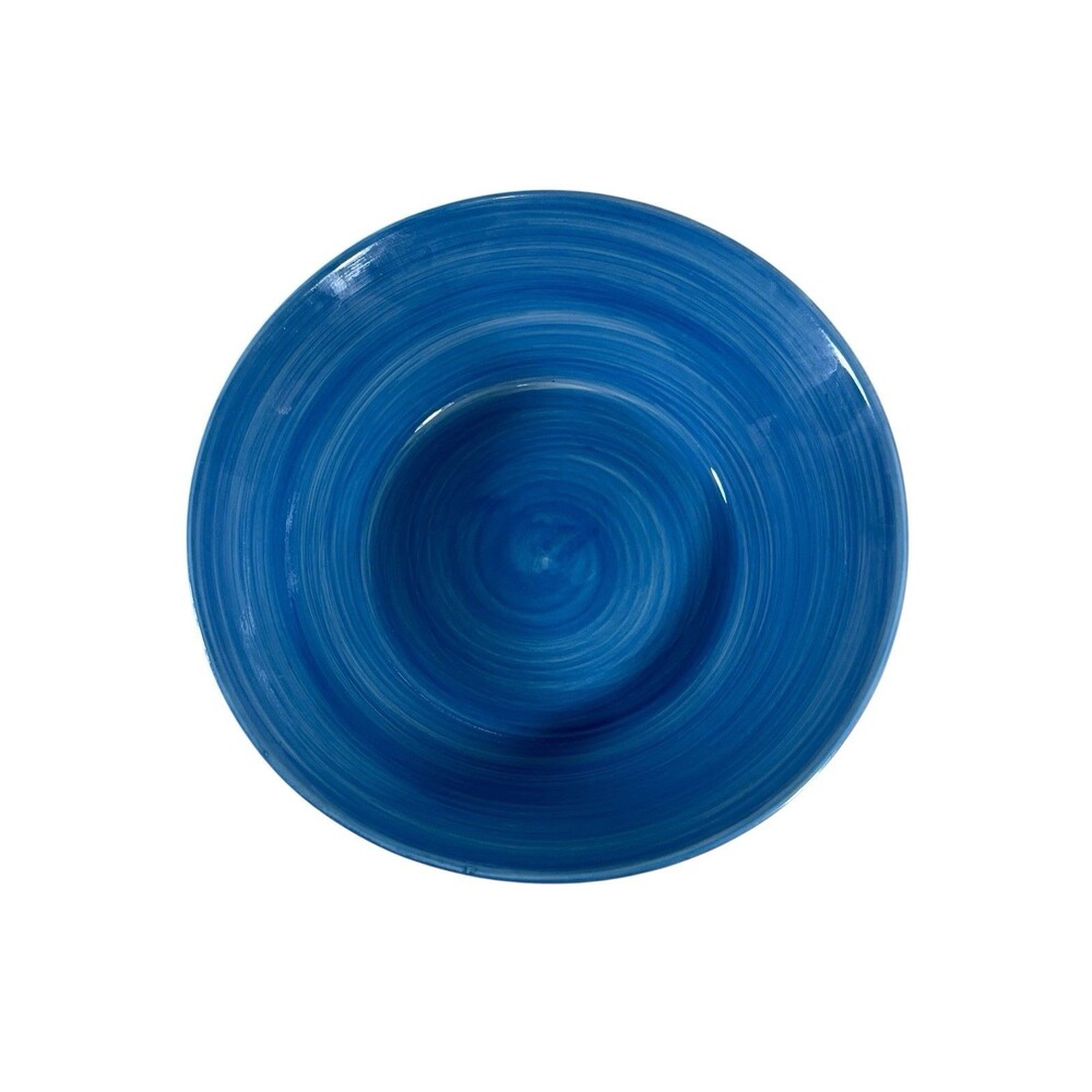 Gibson Everyday Blue Swirl Hand Painted Serving Bowl 8 7/8" Diameter - Picture 6 of 9